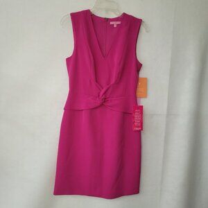LDT‎ Dress Womens 4 Fuchsia Barbie Sleeveless V-Neck Cocktail Mini Office Party